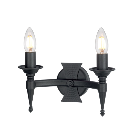 Kinkiet Saxon – 2 źródła światła – Czarny SAX2-BLK Elstead Lighting