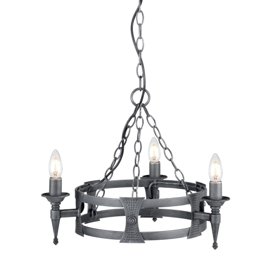 Żyrandol Saxon – 3 źródła światła – Czarny / Srebrna patyna SAX3-BLK-SIL Elstead Lighting