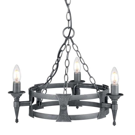 Żyrandol Saxon – 3 źródła światła – Czarny / Srebrna patyna SAX3-BLK-SIL Elstead Lighting