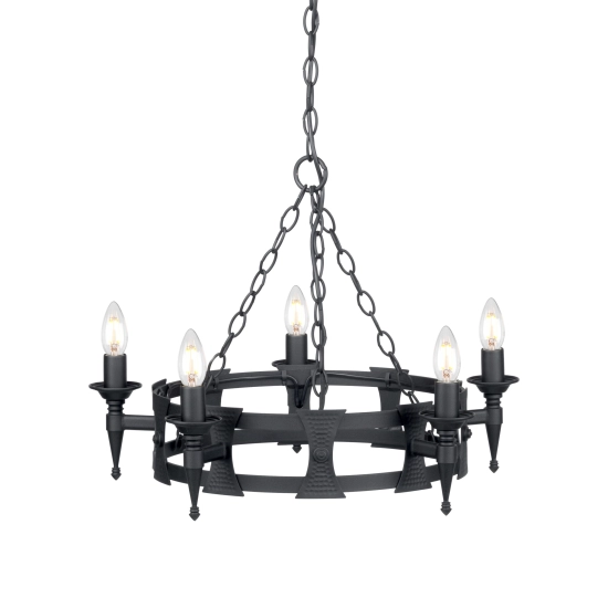 Żyrandol Saxon – 5 źródeł światła – Czarny SAX5-BLK Elstead Lighting