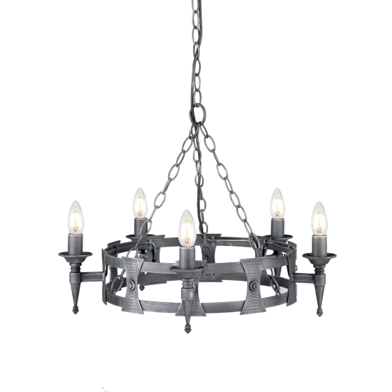 Żyrandol Saxon – 5 źródeł światła – Czarny / Srebrna patyna SAX5-BLK-SIL Elstead Lighting