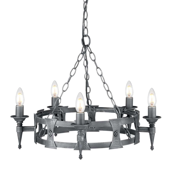 Żyrandol Saxon – 5 źródeł światła – Czarny / Srebrna patyna SAX5-BLK-SIL Elstead Lighting