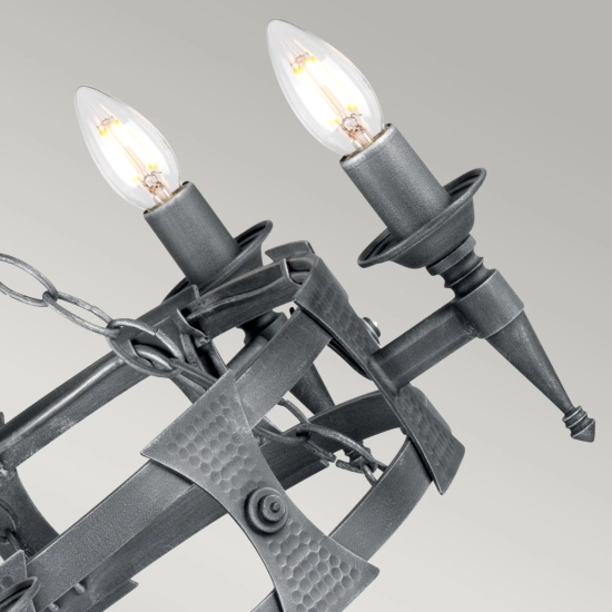 Żyrandol Saxon – 5 źródeł światła – Czarny / Srebrna patyna SAX5-BLK-SIL Elstead Lighting