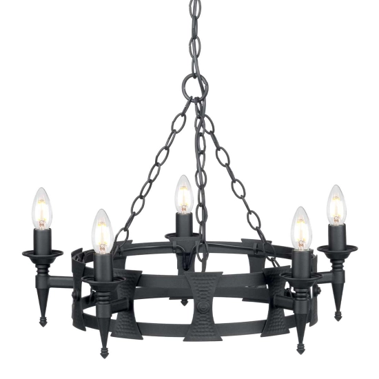 Żyrandol Saxon – 5 źródeł światła – Czarny SAX5-BLK Elstead Lighting