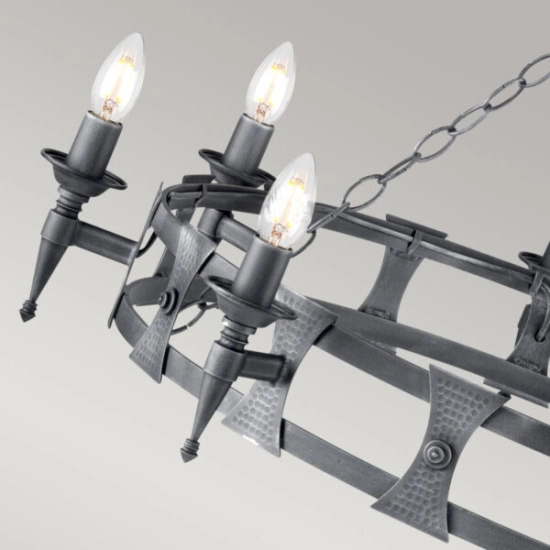 Żyrandol Saxon – 8 źródeł światła – Czarny / Srebrna patyna SAX8-BLK-SIL Elstead Lighting