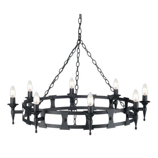 Żyrandol Saxon – 8 źródeł światła – Czarny SAX8-BLK Elstead Lighting