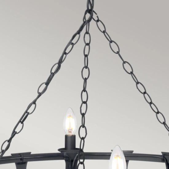 Żyrandol Saxon – 8 źródeł światła – Czarny SAX8-BLK Elstead Lighting