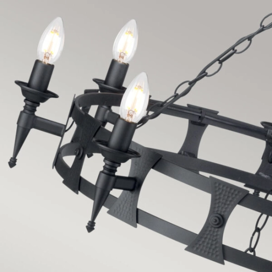 Żyrandol Saxon – 8 źródeł światła – Czarny SAX8-BLK Elstead Lighting
