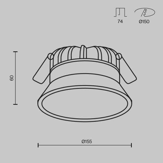 Lampa wpuszczana Okno 3000-4000-6000K 1x18W 100° DL055-18W3-4-6K-W Maytoni - zdjęcie dodatkowe 5