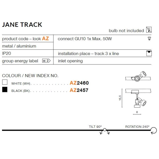 Reflektor Jane track (black) AZ2457 AZZARDO