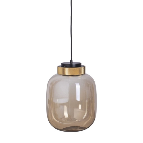 Lampa wisząca BOOM 25 cm - LED, klosz bursztynowy, wykonczenie złote - zdjęcie produktu