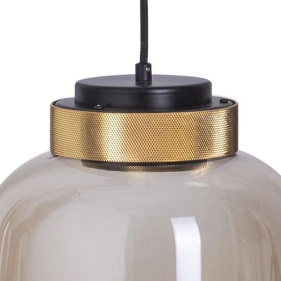 Lampa wisząca BOOM 25 cm - LED, klosz bursztynowy, wykonczenie złote - zdjęcie produktu