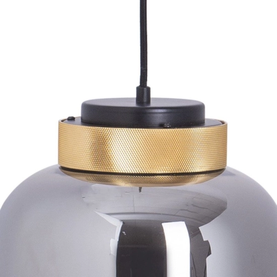 Lampa wisząca BOOM 25 cm - LED, klosz szary- metalizowany, wykonczenie złote - zdjęcie produktu