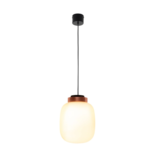 Lampa wisząca BOOM 25 cm - LED, klosz biały, wykonczenie miedziane - zdjęcie produktu
