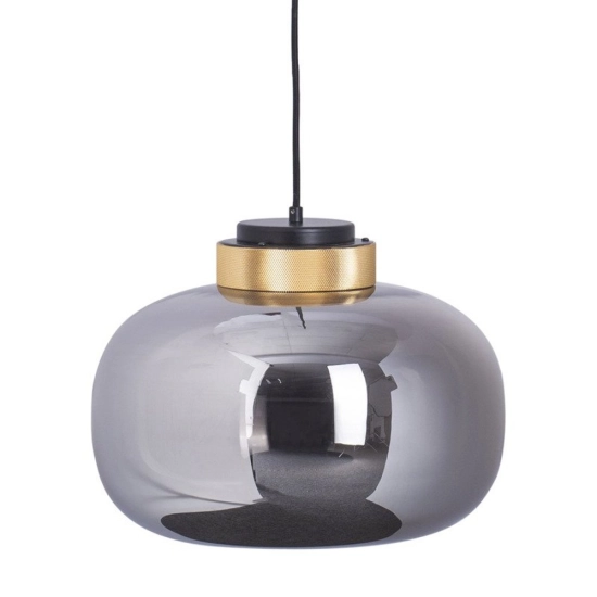 Lampa wisząca BOOM 35 cm - LED, klosz szary, wykonczenie złote - zdjęcie produktu