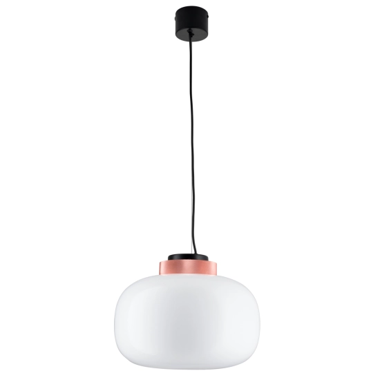 Lampa wisząca BOOM 35 cm - LED, klosz biały, wykonczenie miedziane - zdjęcie produktu