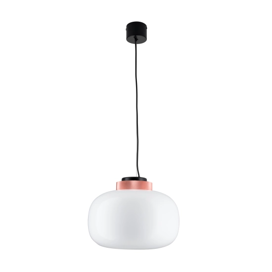 Lampa wisząca BOOM 35 cm - LED, klosz biały, wykonczenie miedziane - zdjęcie produktu