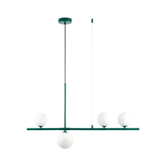 Lampa wisząca MODERNO 80 cm -szmaragdowa z białymi kloszami - zdjęcie produktu