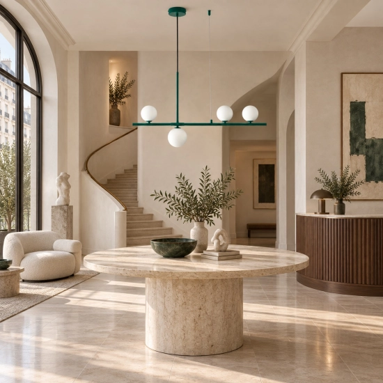Lampa wisząca MODERNO 80 cm -szmaragdowa z białymi kloszami - zdjęcie produktu