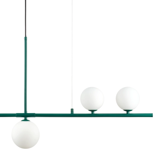 Lampa wisząca MODERNO 80 cm -szmaragdowa z białymi kloszami - zdjęcie produktu