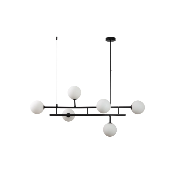 Lampa wisząca MODERNO DUO 100 cm - czarna z białymi kloszami - zdjęcie produktu