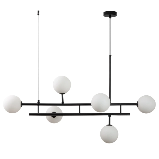 Lampa wisząca MODERNO DUO 100 cm - czarna z białymi kloszami - zdjęcie produktu