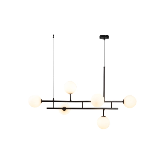 Lampa wisząca MODERNO DUO 100 cm - czarna z białymi kloszami - zdjęcie produktu