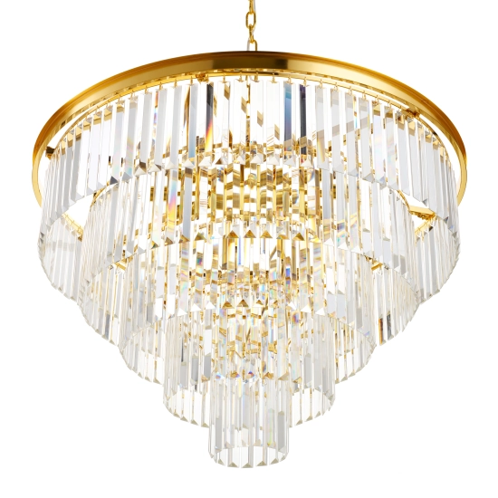 Lampa wisząca SPLENDORE 80 cm - żyrandol złoto-kryształowy - zdjęcie produktu