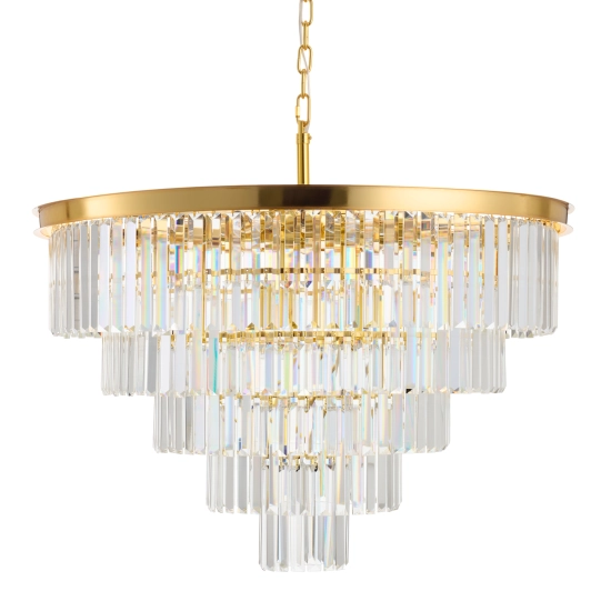 Lampa wisząca SPLENDORE 80 cm - żyrandol złoto-kryształowy - zdjęcie produktu
