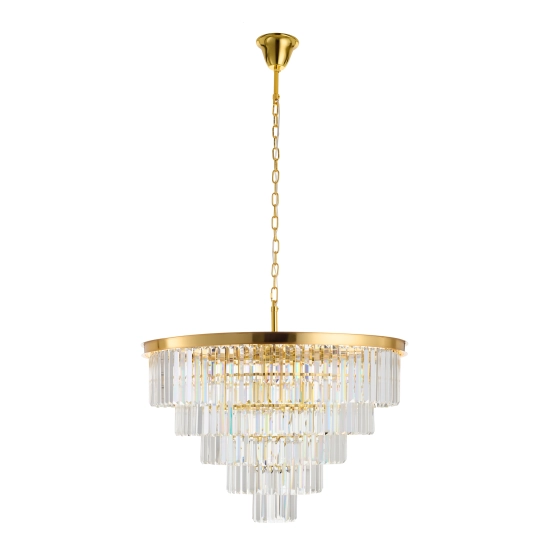 Lampa wisząca SPLENDORE 80 cm - żyrandol złoto-kryształowy - zdjęcie produktu