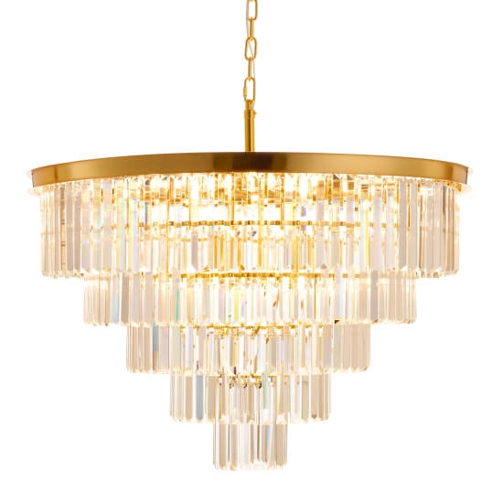 Lampa wisząca SPLENDORE 80 cm - żyrandol złoto-kryształowy - zdjęcie produktu