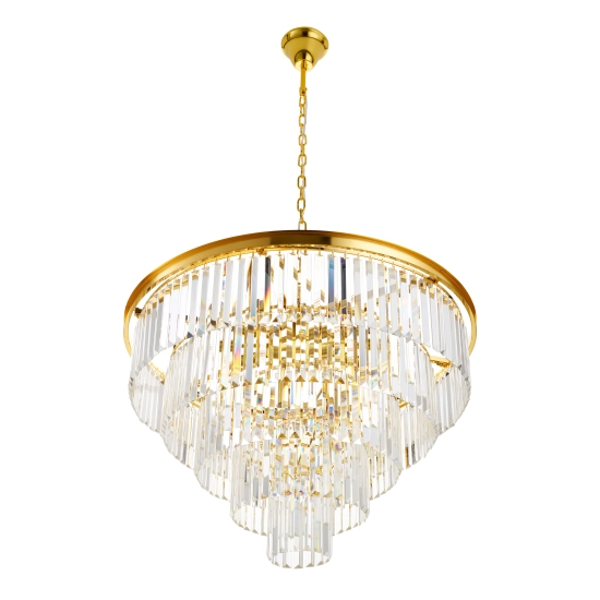 Lampa wisząca SPLENDORE 80 cm - żyrandol złoto-kryształowy - zdjęcie produktu