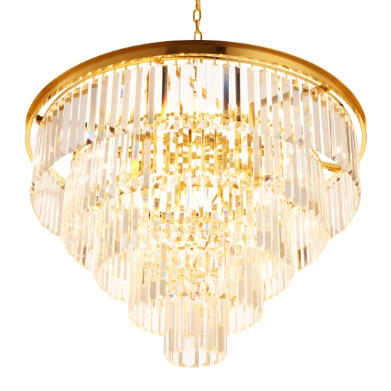 Lampa wisząca SPLENDORE 80 cm - żyrandol złoto-kryształowy - zdjęcie produktu