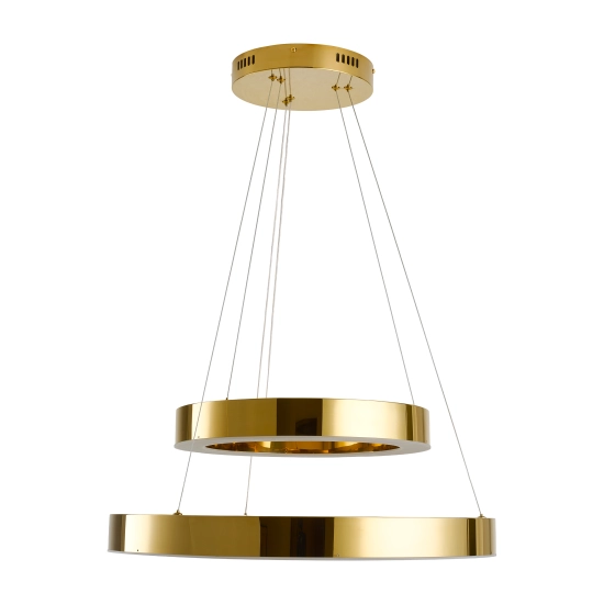 Lampa wisząca CIRCLE 2 40+60 cm - LED dwa ringi złoty połysk - zdjęcie produktu