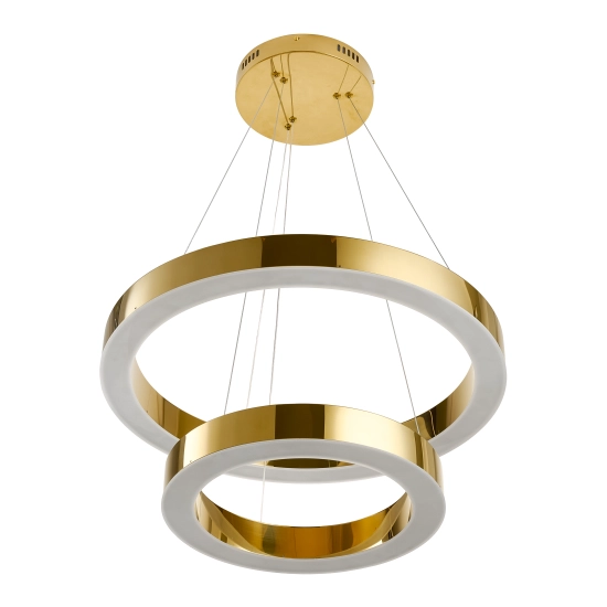Lampa wisząca CIRCLE 2 40+60 cm - LED dwa ringi złoty połysk - zdjęcie produktu