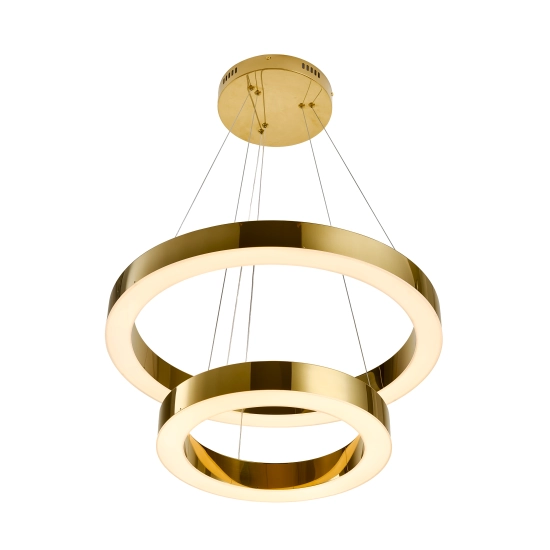 Lampa wisząca CIRCLE 2 40+60 cm - LED dwa ringi złoty połysk - zdjęcie produktu