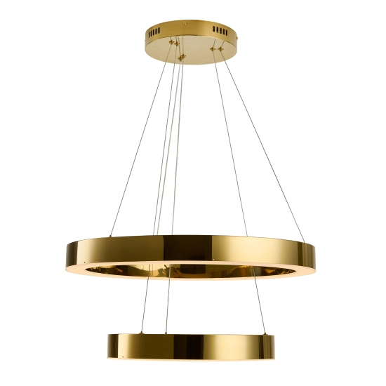 Lampa wisząca CIRCLE 2 40+60 cm - LED dwa ringi złoty połysk - zdjęcie produktu