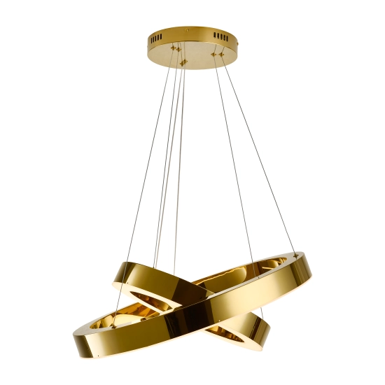 Lampa wisząca CIRCLE 2 40+60 cm - LED dwa ringi złoty połysk - zdjęcie produktu
