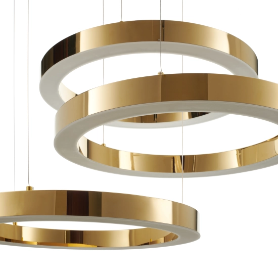 Lampa wisząca CIRCLE 3 60+60+60 cm - LED, ring złoty połysk na 1 podsufitce - zdjęcie produktu