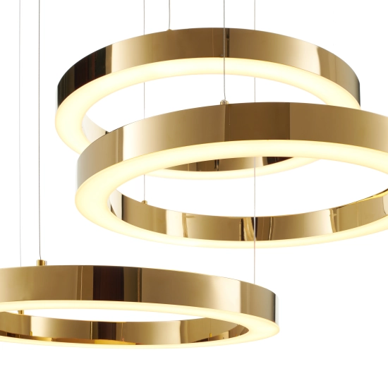 Lampa wisząca CIRCLE 3 60+60+60 cm - LED, ring złoty połysk na 1 podsufitce - zdjęcie produktu