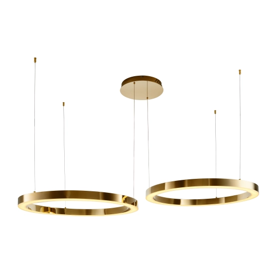 Lampa wisząca CIRCLE 2 80+80 cm - LED, ringi złoty połysk na 1 podsufitce - zdjęcie produktu