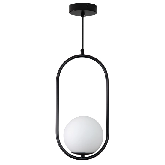 Lampa wisząca COSTA SOLO 40 cm - czarny stelaż, biały klosz - zdjęcie produktu