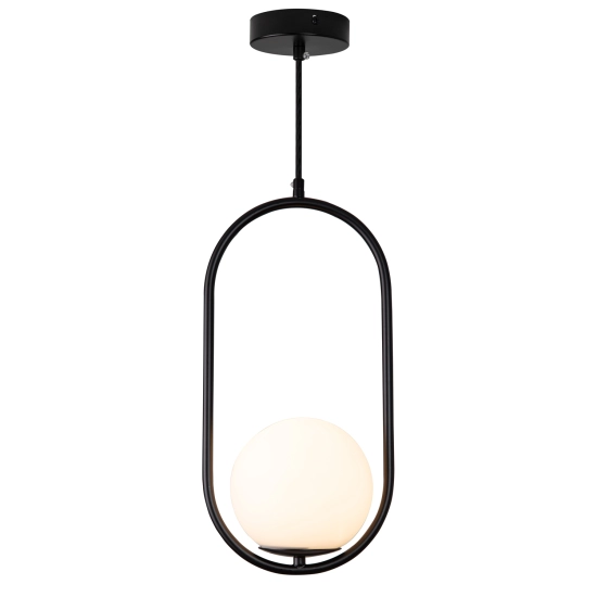 Lampa wisząca COSTA SOLO 40 cm - czarny stelaż, biały klosz - zdjęcie produktu
