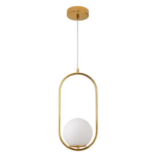 Lampa wisząca COSTA SOLO 40 cm - złoty stelaż, biały klosz - zdjęcie produktu