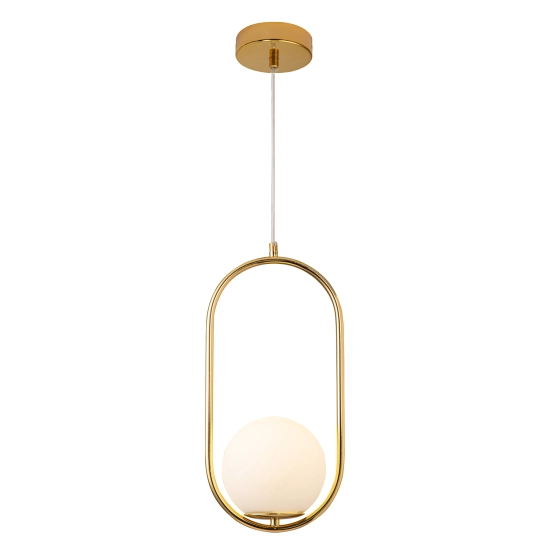 Lampa wisząca COSTA SOLO 40 cm - złoty stelaż, biały klosz - zdjęcie produktu