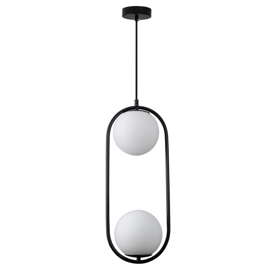Lampa wisząca COSTA DUO 50 cm - czarny stelaż, dwa klosze - zdjęcie produktu