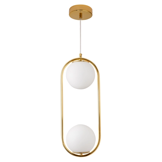 Lampa wisząca COSTA DUO 50 cm - złoty stelaż, dwa klosze - zdjęcie produktu