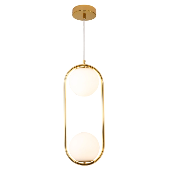 Lampa wisząca COSTA DUO 50 cm - złoty stelaż, dwa klosze - zdjęcie produktu
