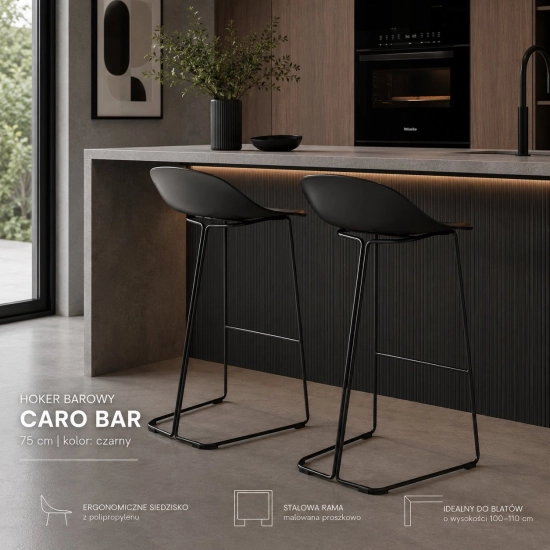 Hoker CARO BAR designerski czarny 75 cm - zdjęcie produktu