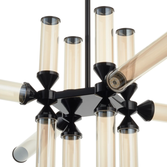 Lampa wisząca QUADRO-12 LED bursztynowe szklane klosze - zdjęcie produktu